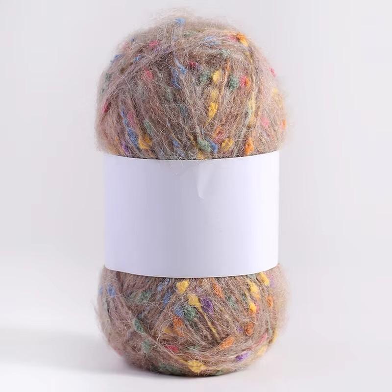 50g/Yumurcak Gökkuşağı Rengi Noktalı Mohair İplik Yumuşak ve Rahat El Örgüsü Kendin Yap Eşarp Kazak Şal Palto Örme Tığ İşi Karışık İplik
