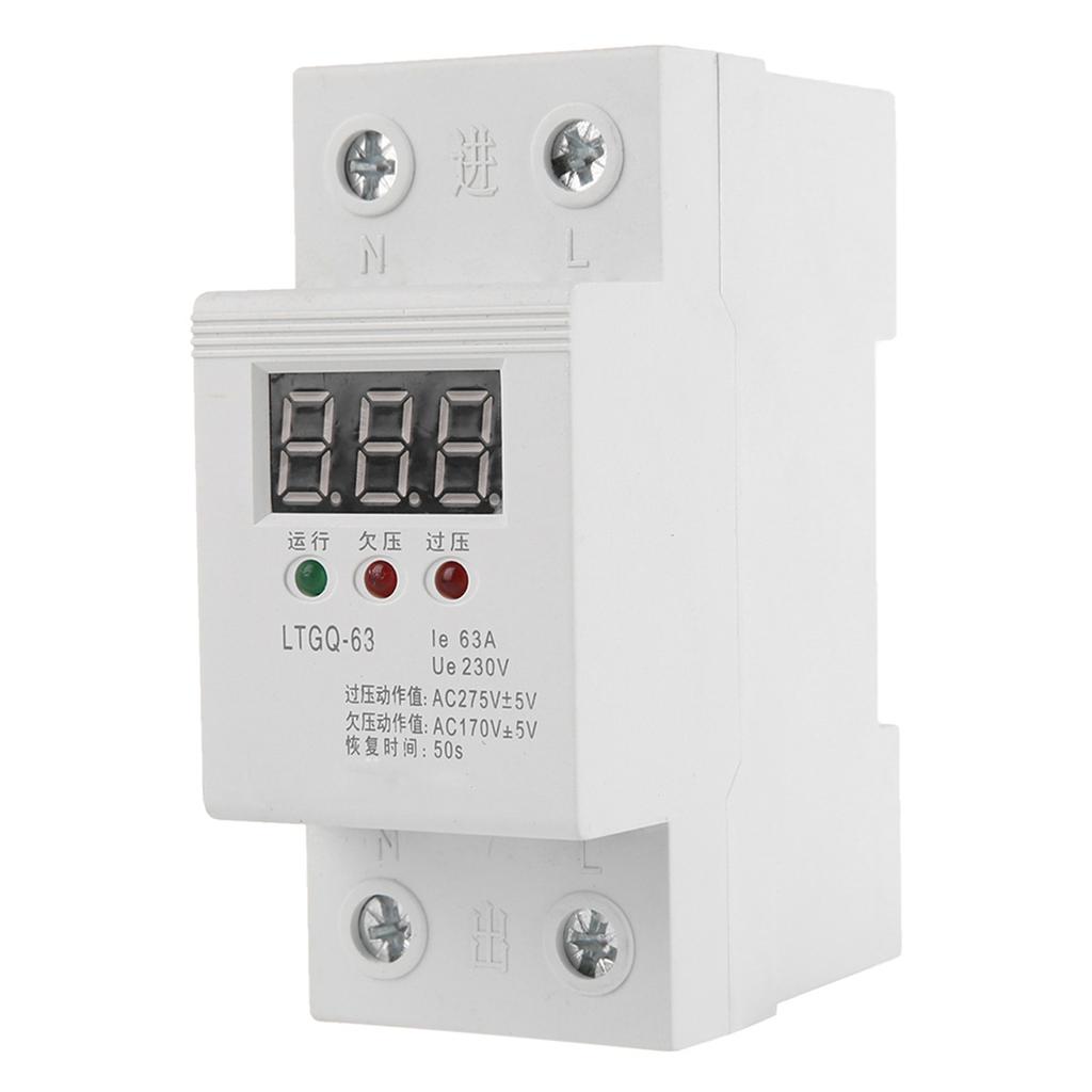 230V AC Automatic Reconnect Voltage Protector Undervoltage Relay 2P 63A Digital Voltage Relay