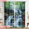 2pcs  2D plane printing Creative Curtains Waterfall Landscape Versatile 100% Polyester (without rod) Holiday for Bedroom &
