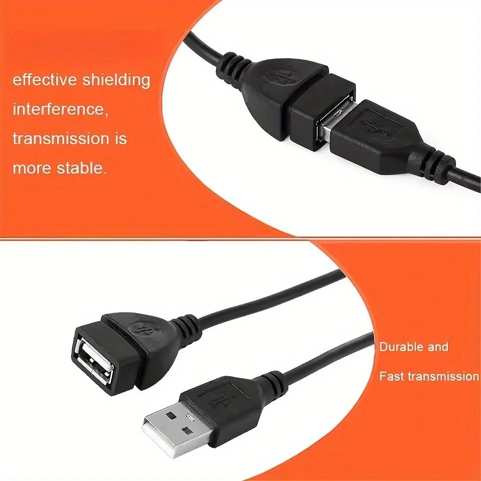 3.3ft USB 2.0 A Male To A Female Data Sync Black Charger Extension Cable Cord USB A for PC Laptop Keyboard Extender Cord