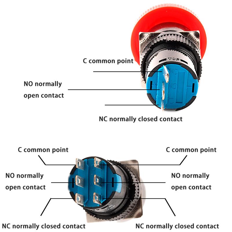 1PCS Knob Rotary Switch 16mm 3/6 Position Small Square&Round Emergency Stop  Switch Start Up Power Switch With Key Switch AB6