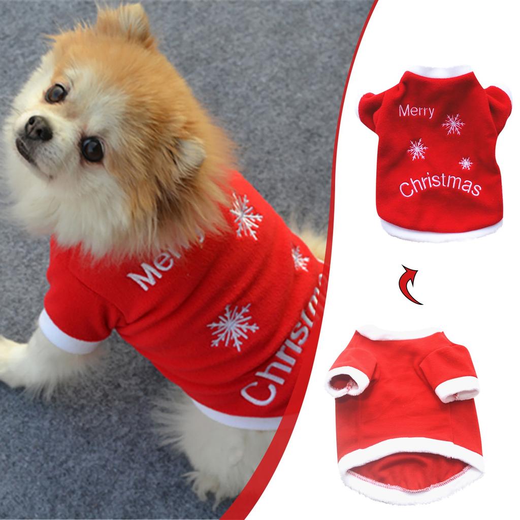 Pet Dog Christmas Pompon Hoodie Outfit Jacket Cat Puppy Clothes Winter Sweater Costume