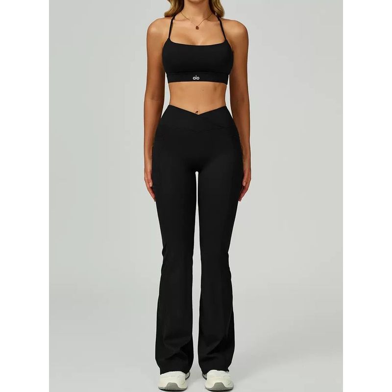 European and American Oiob Yoga Clothes Set Running Outdoor Sports Bra Top 25 New Yoga Trousers Bootleg Pants