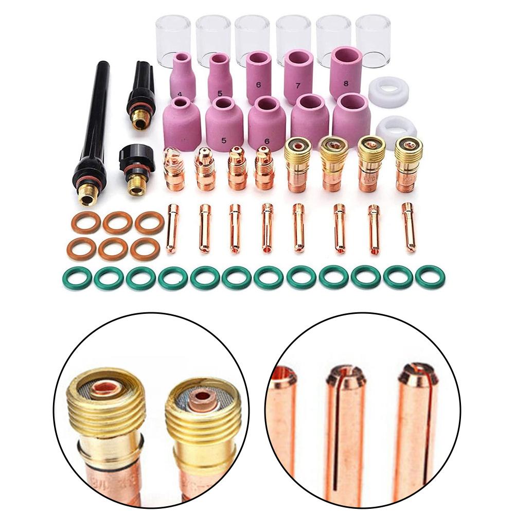 55pcs Practical Welding Torch Accessories Kit Copper Electrode for Argon Welding Tools Professional Use and Reliable