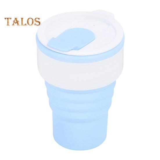 

Складна силіконова дорожня чашка 12 унцій Портативна складана кавова кружка для кемпінгу, піших походів, поїздок на роботу Герметична Екологічна пляшка для води з широким горлом синій/білий