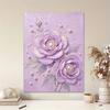 Purple Rose Flower 5D Pearl Painting Kit with Frame DIY Sparkling Bead Canvas Art Relaxing Handcraft Gift for Aesthetic Home Room Decor