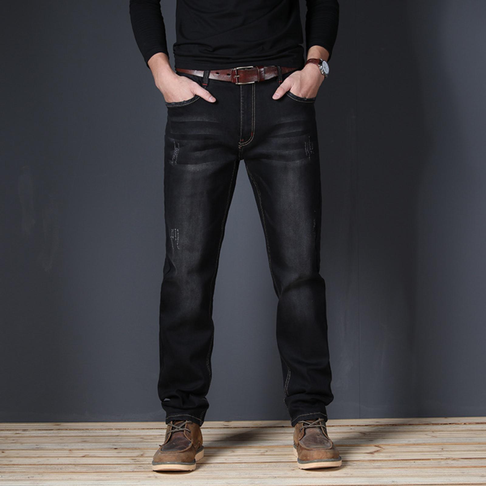 

Men s Straight Jeans Large Size Casual Pants 44 чорний