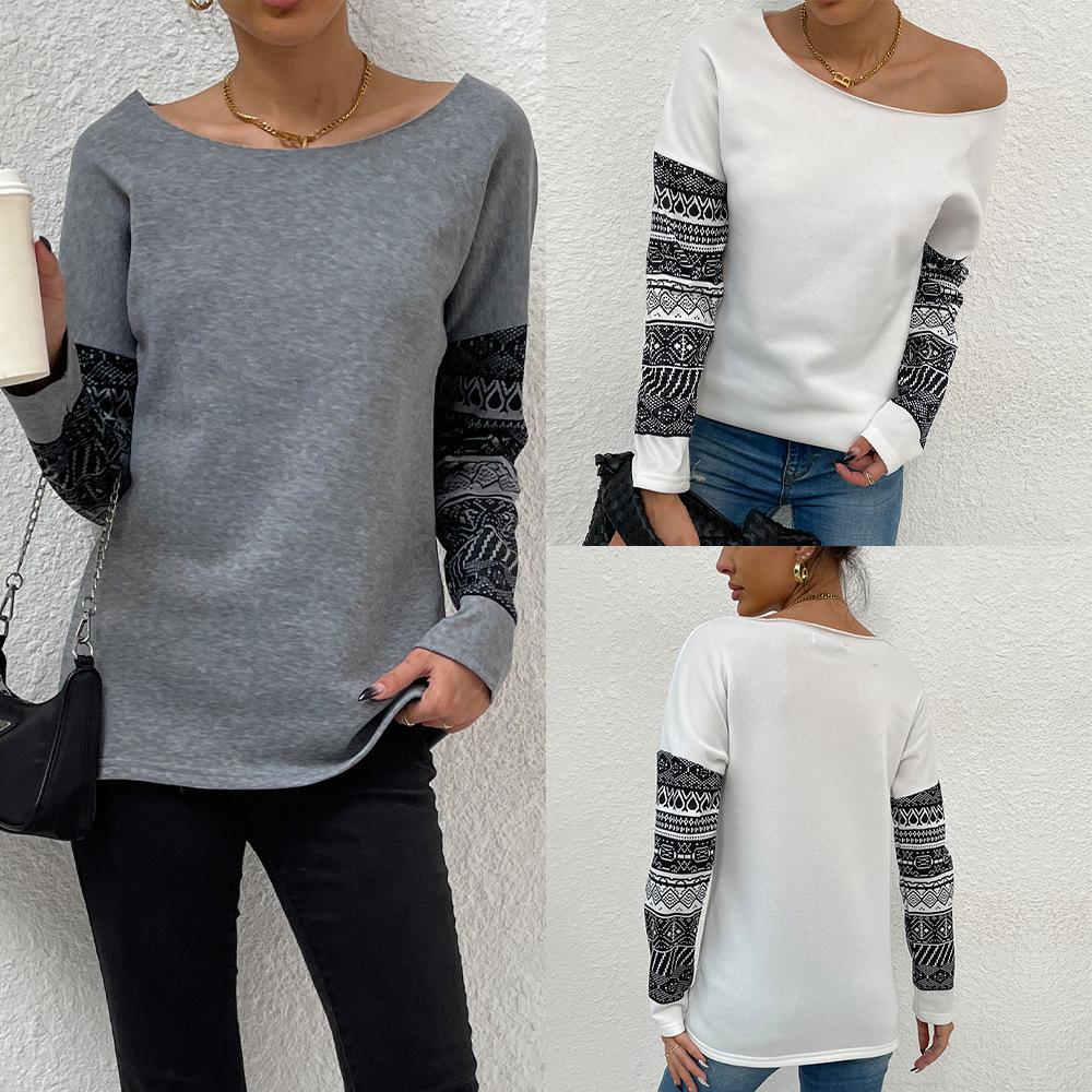 

2025 Spring Women s Off-Shoulder Long-Sleeve Pullover Top