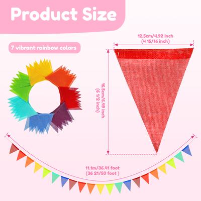 Pennant Banner Flag 36.4 Ft Colorful Bunting Banner Garland Waterproof Triangle Bunting Flag for Birthday Party Activities Decor
