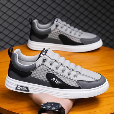 Herrenschuhe Sommer atmungsaktiv dünnes Netz Mesh hohl Freizeitschuhe ein Pedal Herren kleine weiße Board Schuhe Sport Mesh Schuhe