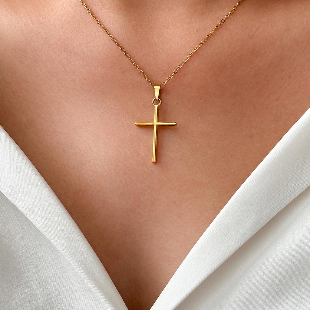 Stainless Steel Necklace Cross Pendant Hip-hop Street Fashion Trendy Men and Women Fashion Jewelry Party Outing Play Collocation