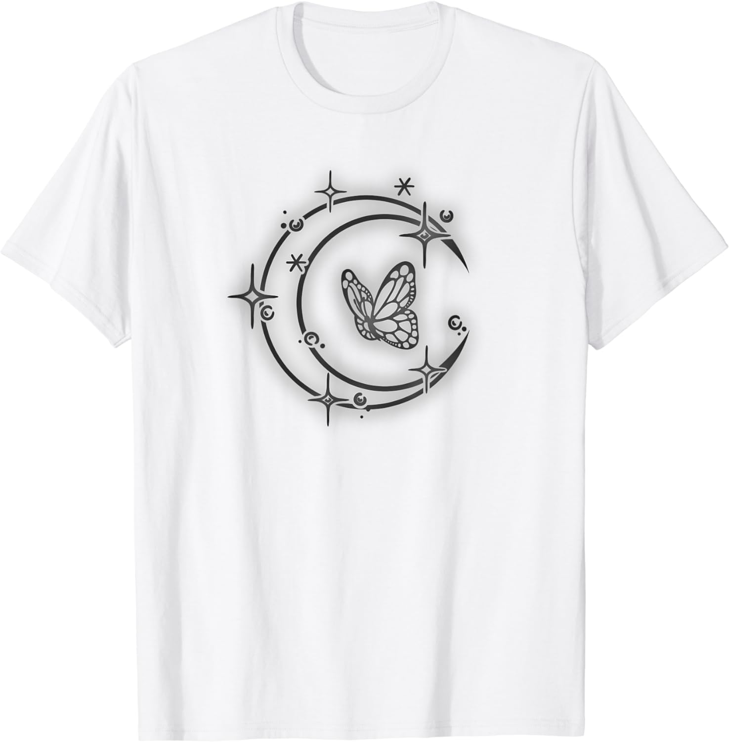 

Butterfly and Moon Glow in The Starry Sky TShirt Y2k Butterfly Top Vintage Clothes Women Clothing Graphic T Shirts S