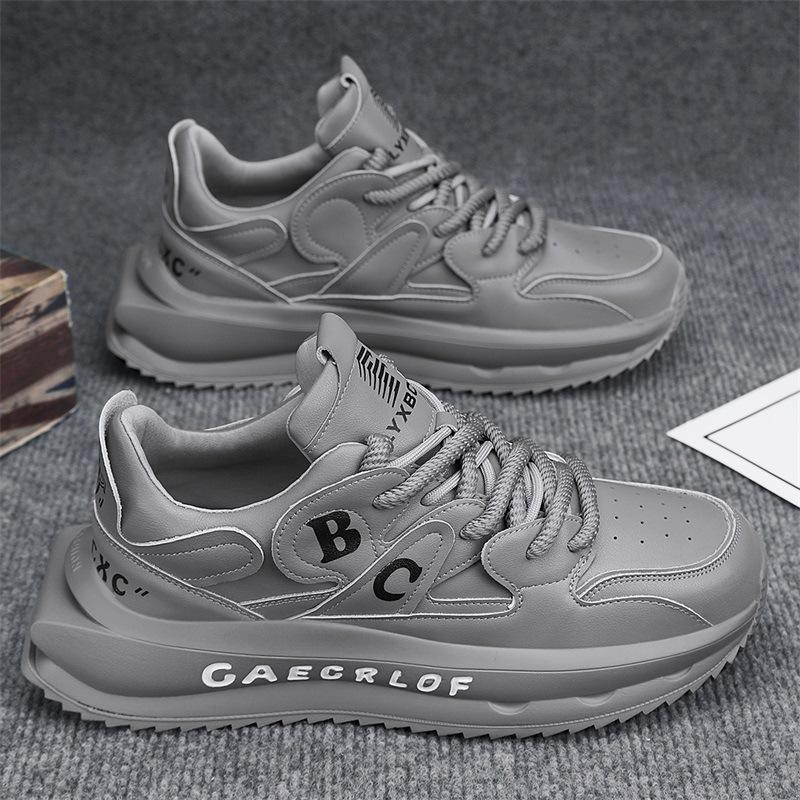 22 autumn leather surface breathable casual sports shoes platform running dad shoes trendy students 39