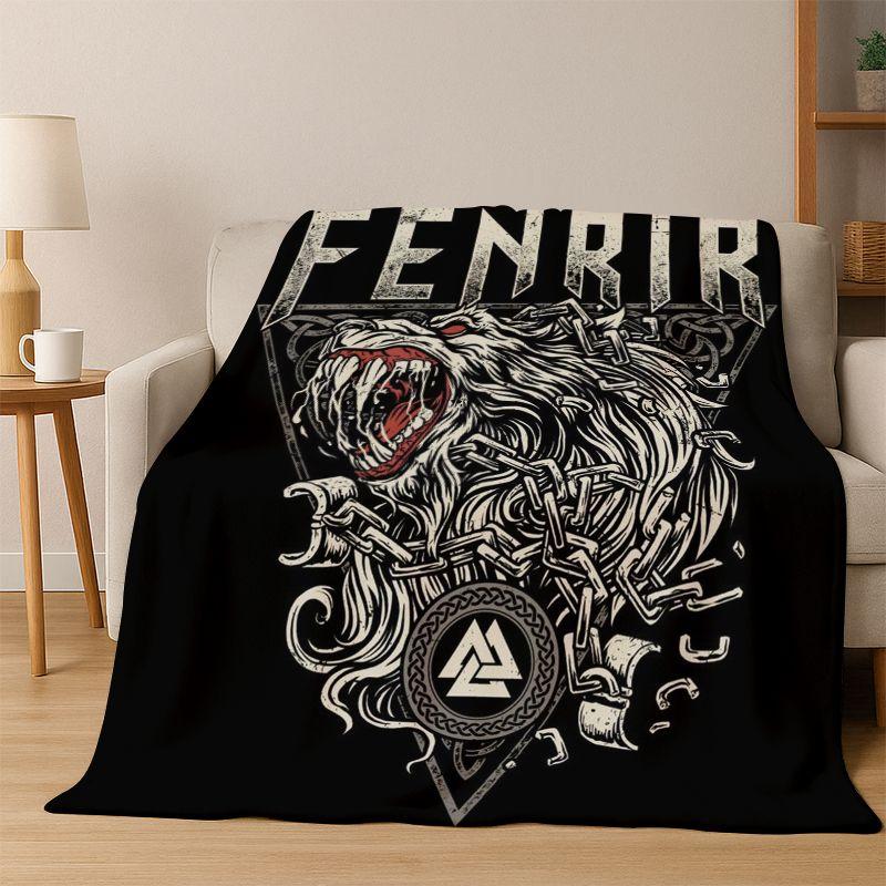 Viking WarriorSymbol Valknut Nordic Valhalla Flannel Blanket Soft Warm Throw Blanket for Bedroom Living Room Bed Travel Camping
