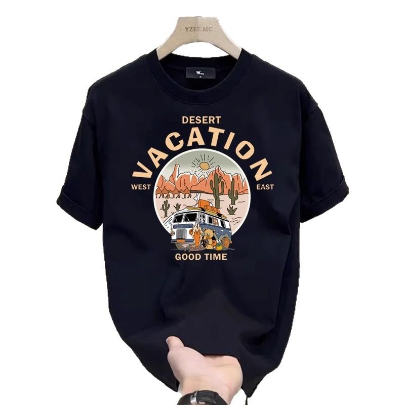 Short Sleeve Cotton Men'S Printed T-Shirt Trend Men'S And Women'S Versatile Crew Neck T-Shirt Men'S