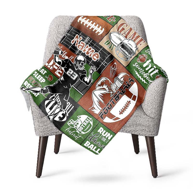 Rugby Game Customize Your Name Blanket Used For Chair Office Sofa Bed Camping Soft And Warm Giving Friends And Relatives Birthday Graduation Gift