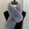 Soft Plush Faux Fur Scarf Fake Fox Hair Fur Neck Warmer Fashion Cross Scarf  Women