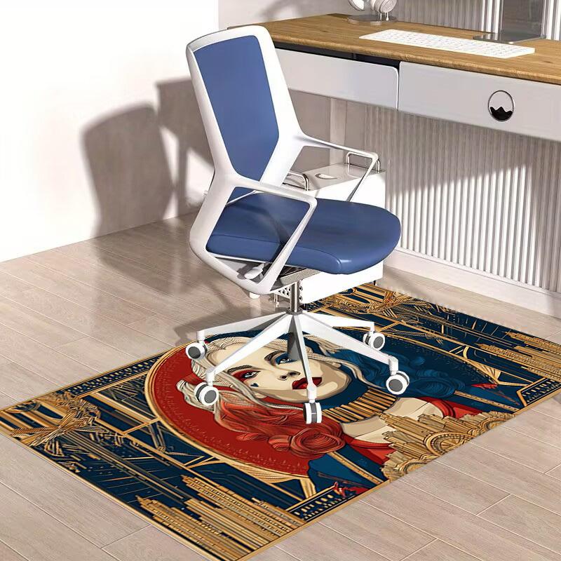 1pc Office Carpet Chair Mats Art Deco Poster Art Perfect for Decorating Office Chairs, Living Rooms, Or Bedrooms,Polyester Carpet