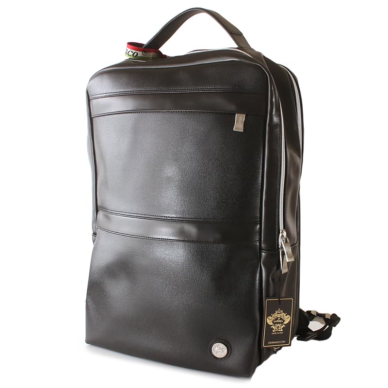 Orobianco PUNTUALE SAFFIANO Backpack Made in Italy with Premium Genuine Saffiano Leather and Laptop Lightweight and this versatile backpack is perfect