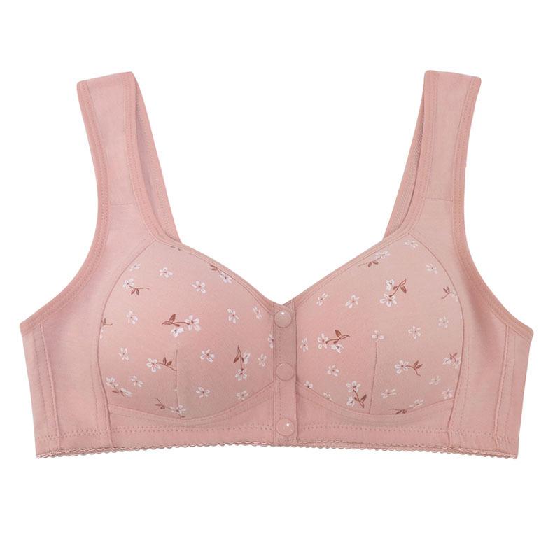 Styling Cup Front Buckle Underwear Women's Printing No Steel Ring Wide Shoulder Strap Vest New Large Size Bra