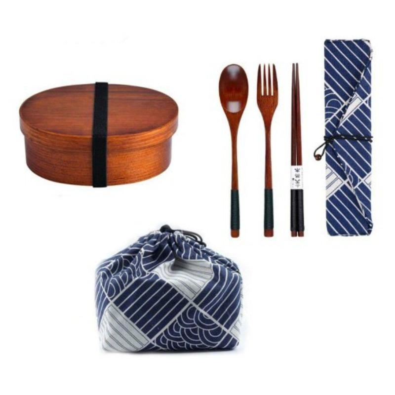 Scatola Bento Ovale in Legno Stile Giapponese - Contenitore Marrone per Pranzo Sushi per Adulti, Stoviglie in Legno Semplici e Creative, Ecologico