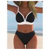 Europa, Amerika, Der Neue Schwarze Kontrastfarben-geteilte Bikini-Badeanzug für Damen, Sexy und Dünner High-Waist-Bikinihöschen-Badeanzug