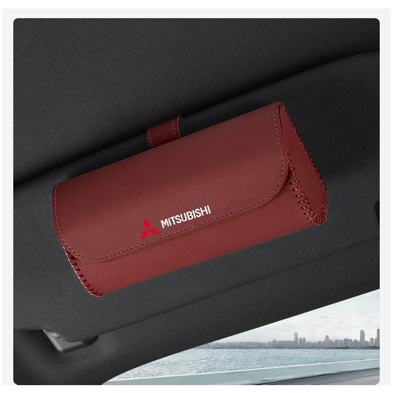 Car mounted eyeglass case car storage sunglasses holder For Mitsubishi Outlander I200 Pajero Eclipse ASX Lancer Space Delica Ex