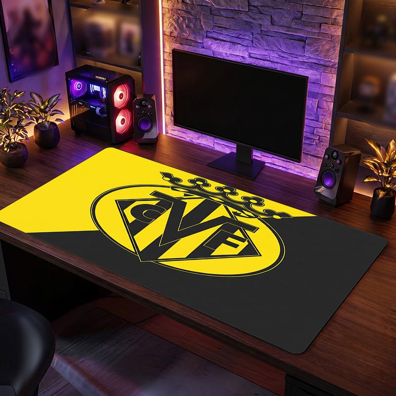 Villarreal FC Theme Pattern Mouse Pad, Soccer Logo Design XXL Gaming Desk Mat Non-Slip Computer Mouse Pad