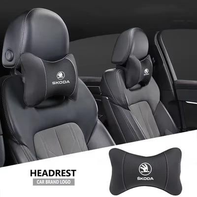1 Pièce Cuir Intérieur de Voiture Siège Appui-tête Oreiller de Nuque Pour Skoda Octavia Kodiaq Karoq Superb Rapid Yeti Scala Kamiq Vision RS Fabia