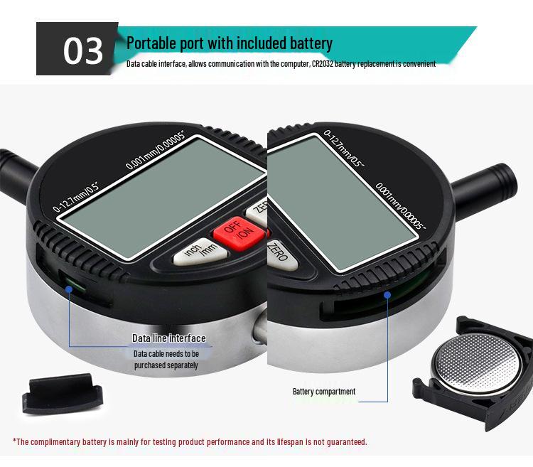 12.7mm Digital Display Dial Indicator - 0.01mm Micrometer Depth Gauge Accurate to 0.001mm