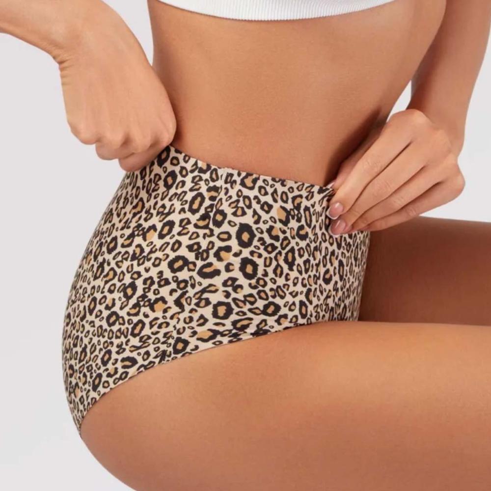 High-waisted Printed Ice Silk Panties Seamless High-elasticity Briefs Plus Size S-XXXXXXL