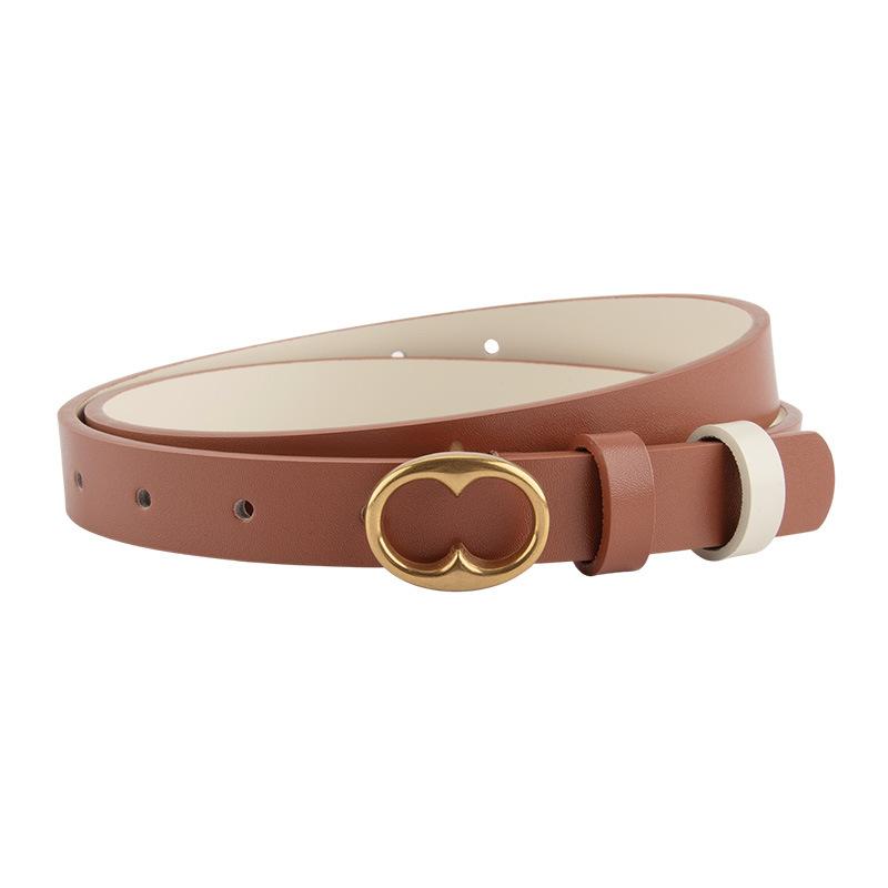 Genuine Leather Women's Thin Belt Coat Decoration with Dress High-end Accessories Waist Belt for Girls