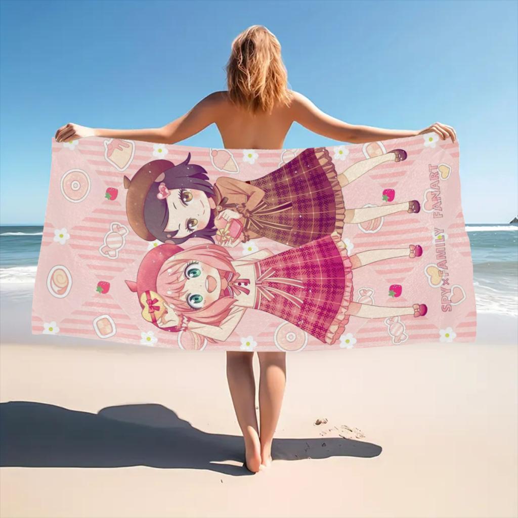 Jmg Household Supplies Spy X Family Anime Beach Towel Poncho Bathing Towels Cover-Ups Quick Dry Sand Free Yoga Spa Gym Pool