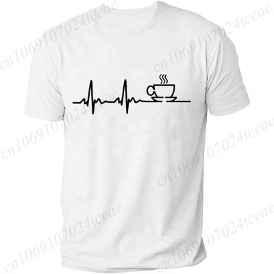 KAFFEE EKG EKG HERREN T-SHIRT LIEBHABER TOLLE LUSTIGE GESCHENKIDEE PRÄSENT KOFFEIN MEME Sommer Herren T-Shirt Top Herren Street Casual Kleidung