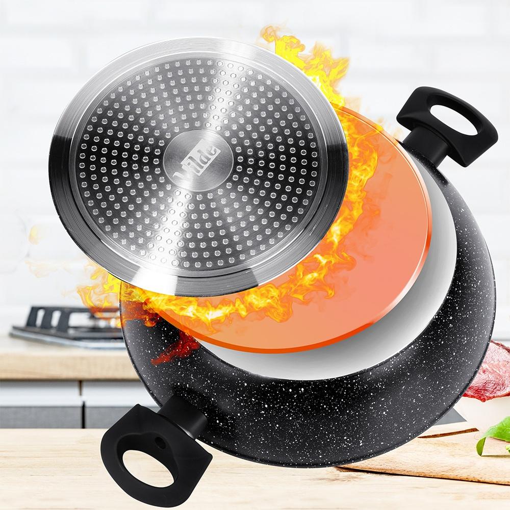 Granite Frying Pan Deep with Lid Large 28 Cm