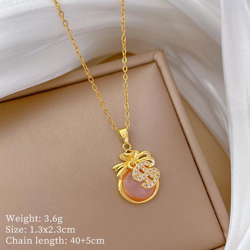 Multi-Element Style Copper Micro-Inlaid Necklace Combination Female Real Gold Electroplated Exquisite Collarbone Chain