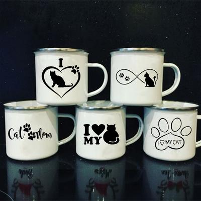 Jag Älskar Min Katt Tryck Emajmugg Dryckeskärl Kaffekopp Resemugg Kawaii Vänner Ovanlig Tekopp Personliga Gåvor Kaffekoppar
