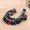 Dark Green Christmas Heather Garland with White Edge & Bow for Hotel Decoration