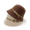 Belt Wool Hat Women's Autumn and Winter Fashion Simple Small Edge Bucket Hat Women's Face Small Dome Basin Hat Versatile