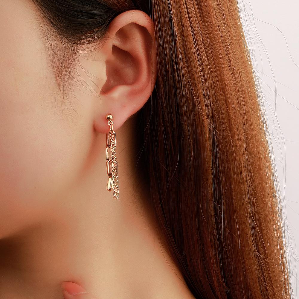 Punk metal Long Chain Earrings For Women Tassel Jewelry Simple Metal Stud Earring Boucle DOreille