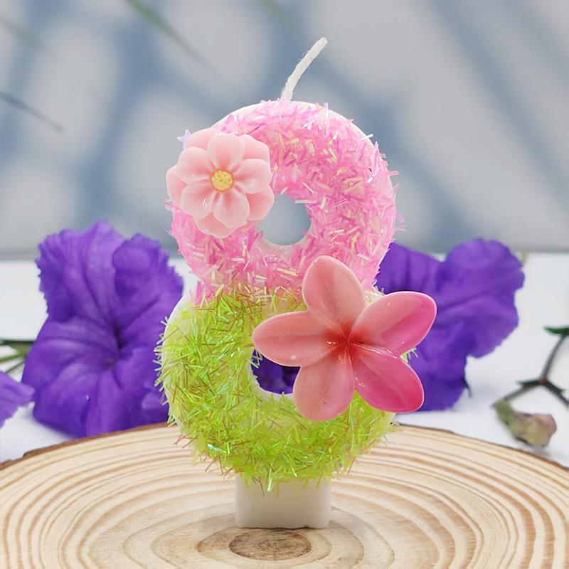 Creative Design Birthday Cake Frangipani Digital Candle Independent Packaging Party Decoration Handmade DIY Candle