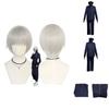 Detailed Jujutsu Kaisen Toge Inumaki Cosplay Outfit With Navy Blue Color Durable Polyester Material And Complete Top And Pants