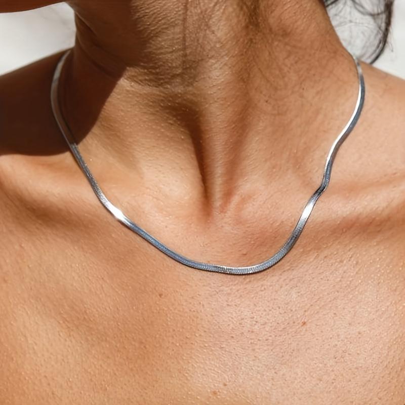 Schlangenkette Halskette, Herren Leichter Luxus Accessoire Halskette Titanstahl Damen Schlüsselbeinkette