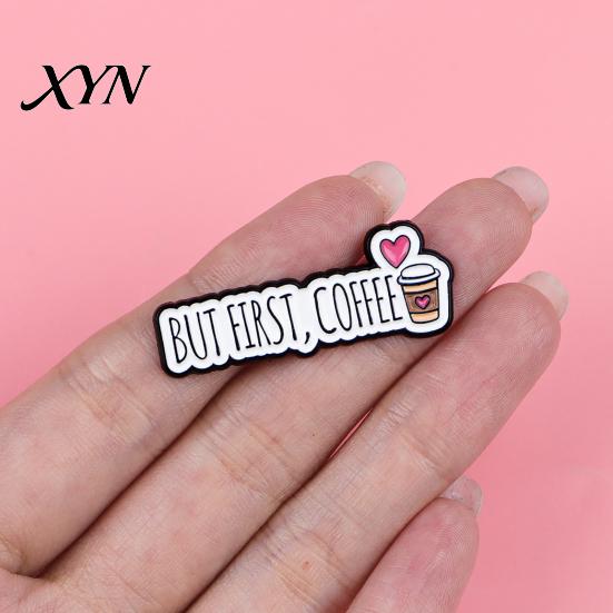 Coffee Lover Brooch Pin, Slogan Design Brooch, Thickened Zinc Alloy Badge, Enamel Paint Stable Buckle Pins for Clothes Hats Backpacks Pin