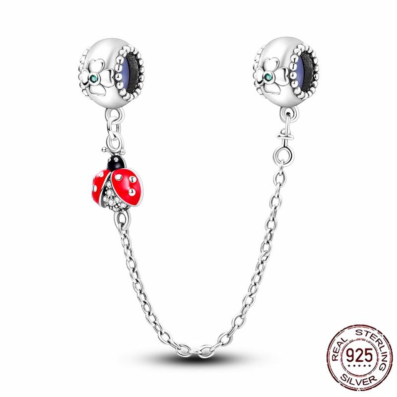 Stříbrný Křišťálový Pavé Bezpečnostní Řetízek Pevný Klip Pramen Přívěsek Vhodný pro Ženy Náramek Stříbrné Šperky Párty Narozeninový Dárek