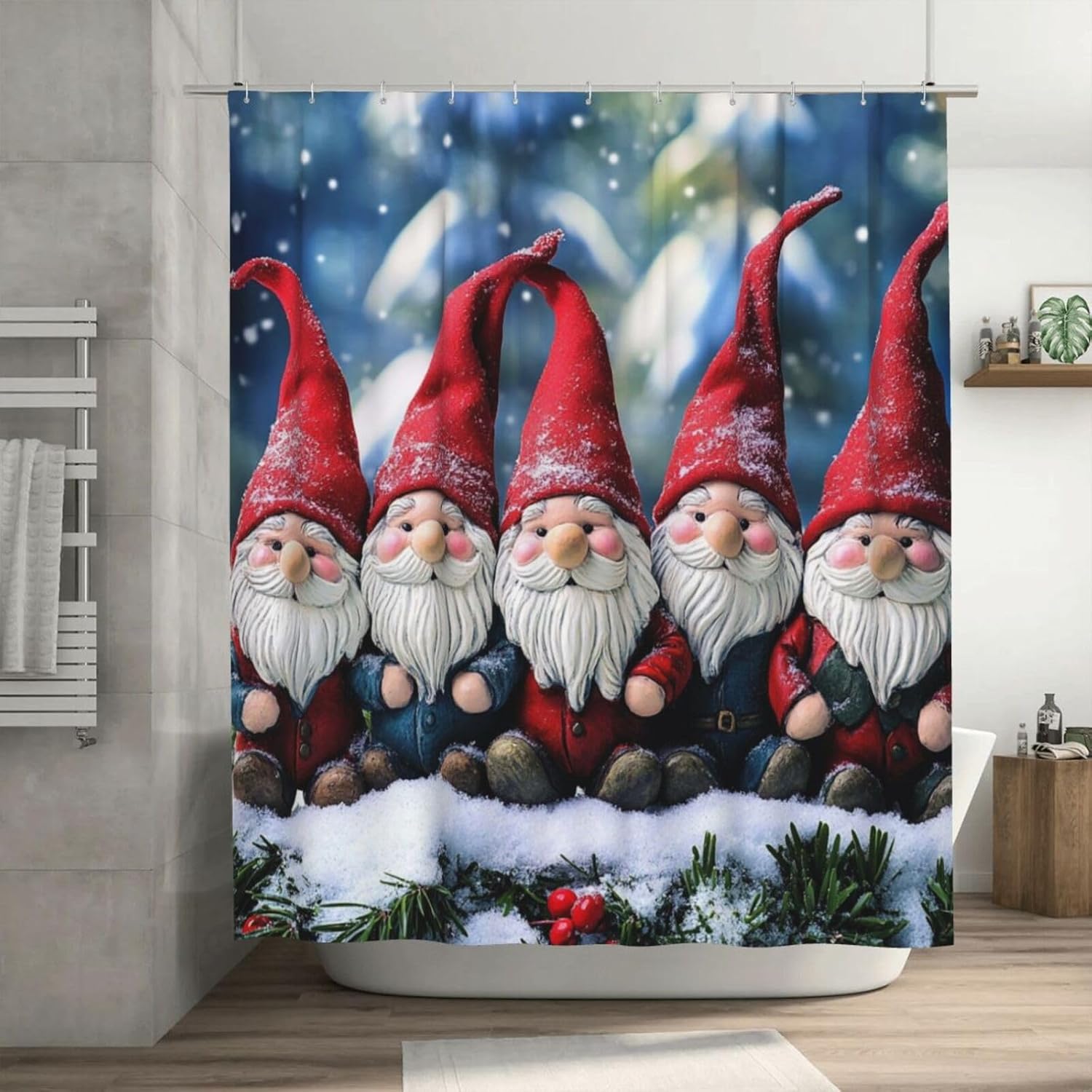 Curtain Shower Curtain Liner Bathroom Curtains Xmas Funny Gnomes Shower Curtains Waterproof Shower Liner Cloth Long Curtain 90x180CM