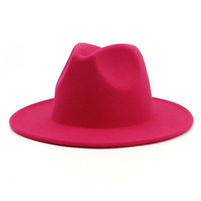 Women'S Black Elegant Wide Brim Fedora Flat Panama Hat Cap Wide Brim Autumn Hat Elegant Imitation Wool Camel Winter Caps