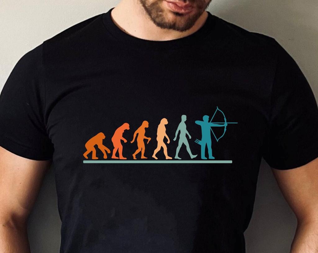 Archery Evolution T-Shirt, Archery Shooting Arrows Competition Archer Bowmen Hunting Hunter Shirt Gift For Him Combat Funny Unisex Tee Tops