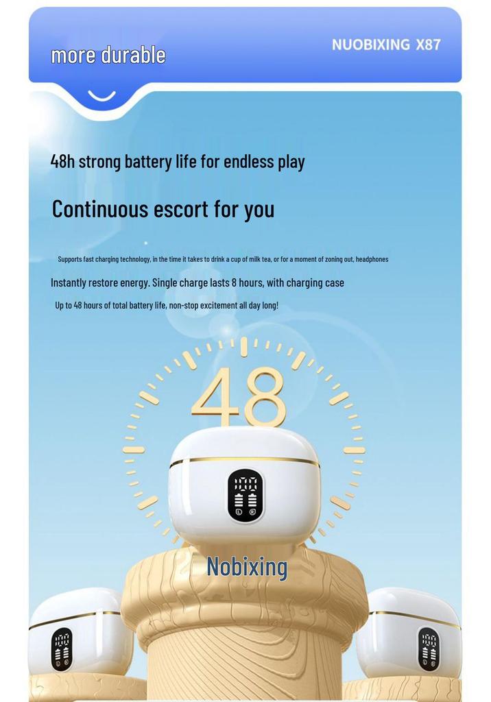 Authentic True Wireless Bluetooth Earbuds 2026: New Model with Digital Display, Noise Cancellation, High-Fidelity Sound, and Extended Battery Life
