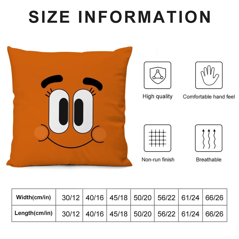 Animation Amazing World Gumball Cushion Cover Soft Plush Fabric Double-Sided Printed Sofa Cushion Cover For All Seasons Decor